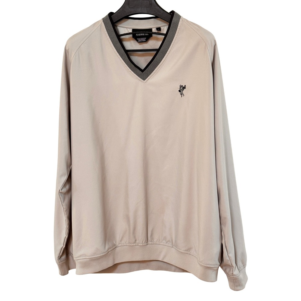 Ashworth Mens Golf Windbreaker Pullover Water Resistant‎ Breathable Light Tan L